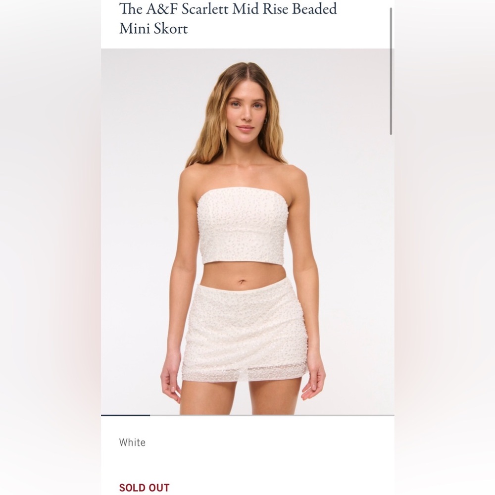 Beaded White Mini Skirt - Two-Piece Set
